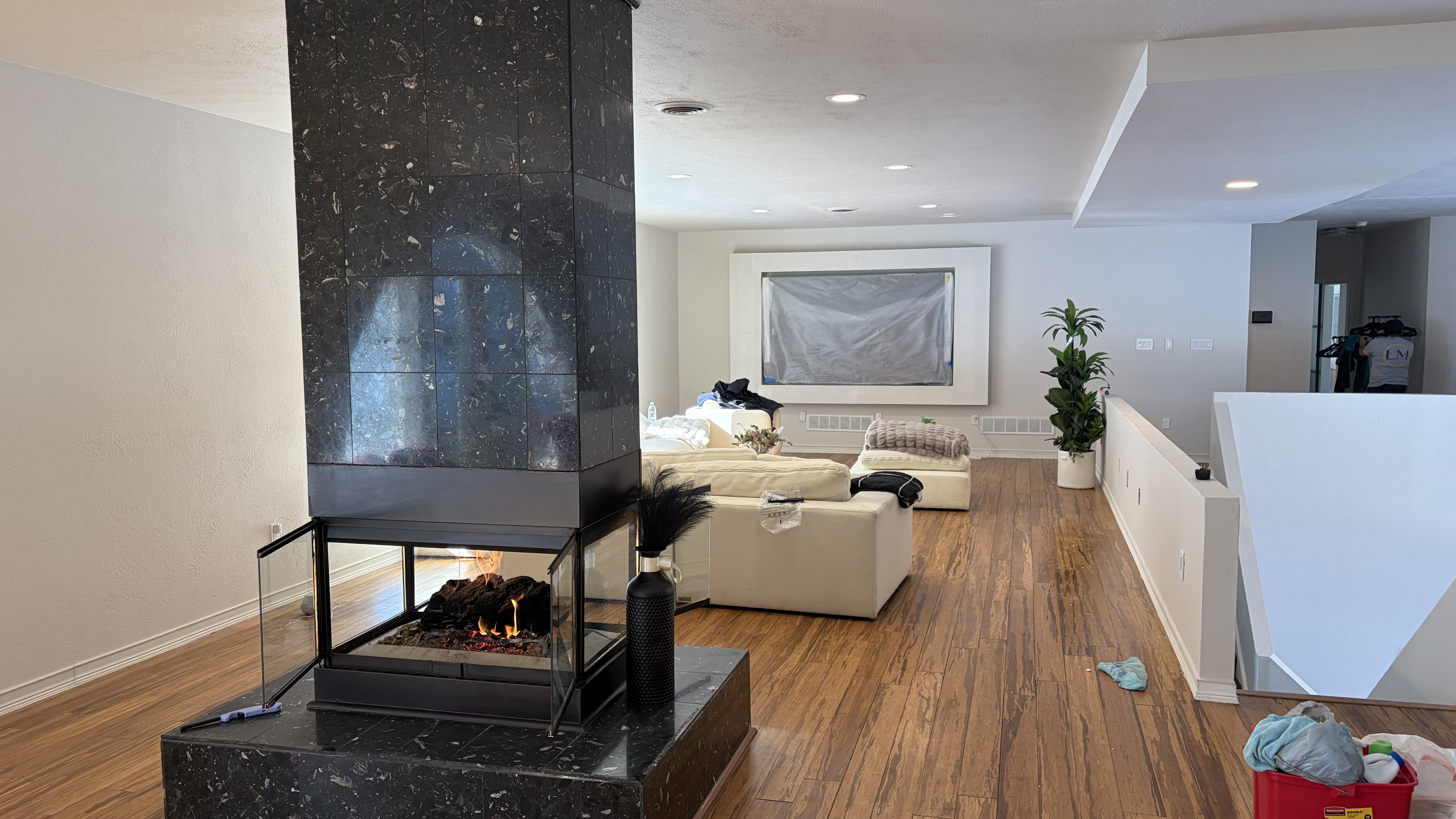 Custom Media Wall with Recessed TV & Halo Lighting